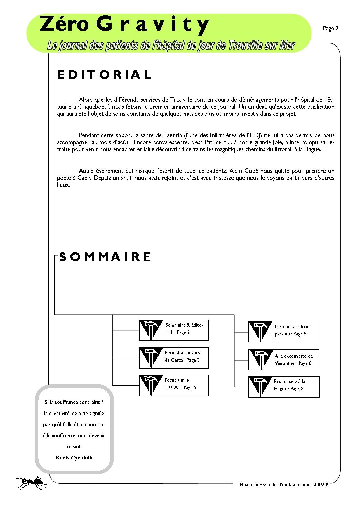 Zéro Gravity, le journal des patients de l'hôpital de jour de Trouville sur Mer