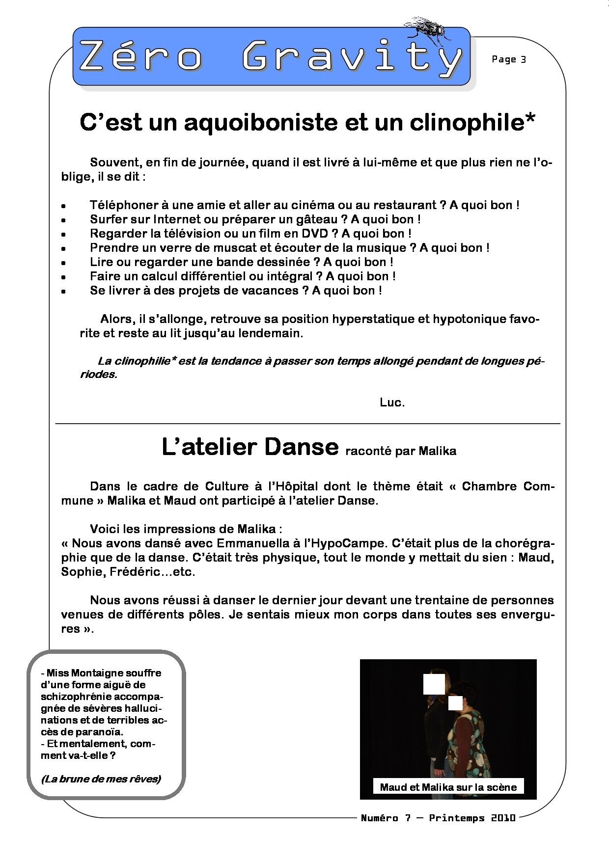 Zéro Gravity, le journal des patients de l'hôpital de jour de Trouville sur Mer