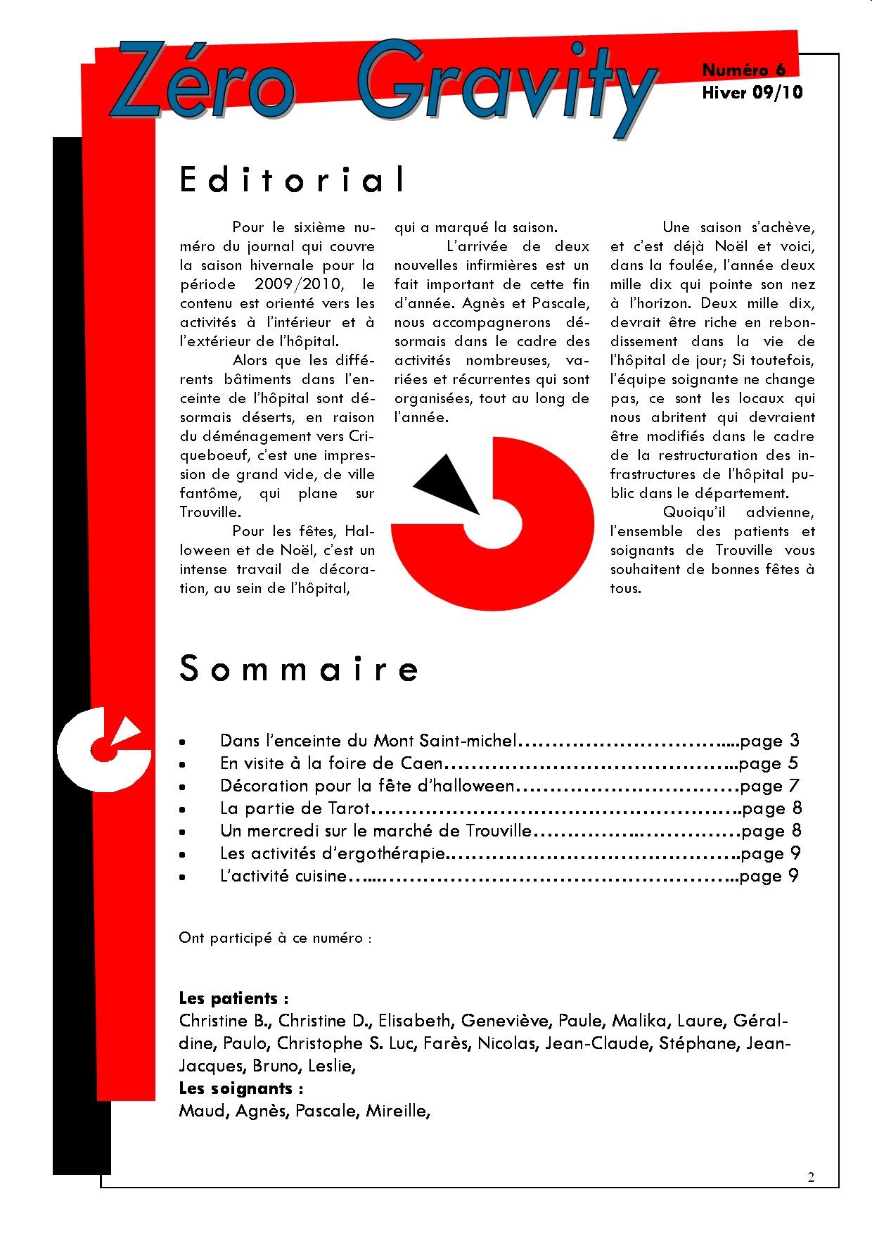 Zéro Gravity, le journal des patients de l'hôpital de jour de Trouville sur Mer